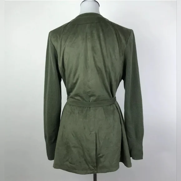 Halston Olive Green Suede Feel Jacket 14 - Picture 4 of 13